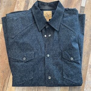 Black Patterned Button-Up Shirt